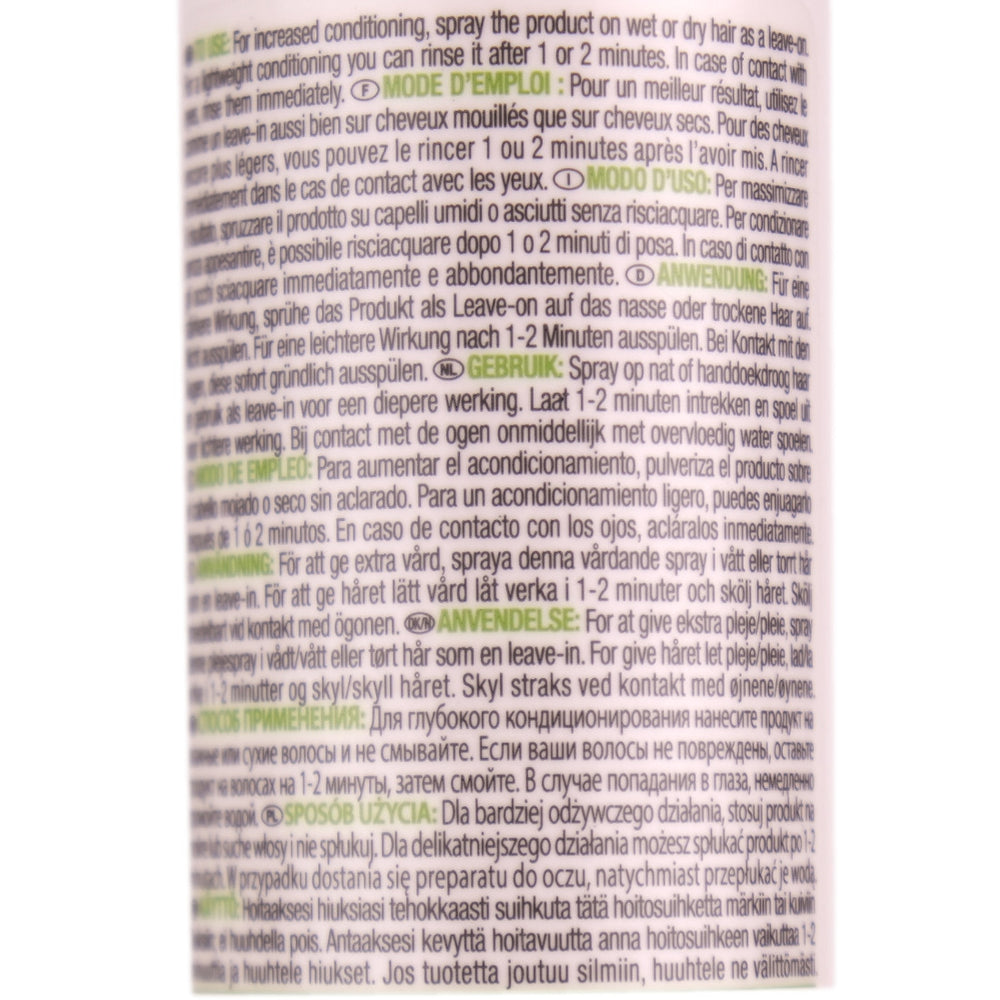 Biolage All In One Multi-Benefit Spray leave-in spray infused with coconut oil to provide for lightweight hydration, smoothness, shine, and frizz control.