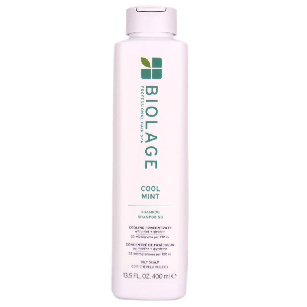 Biolage Cool Mint Shampoo cleanses excess oil from the hair and scalp, leaving the scalp feeling cool and with a refreshing sensation.