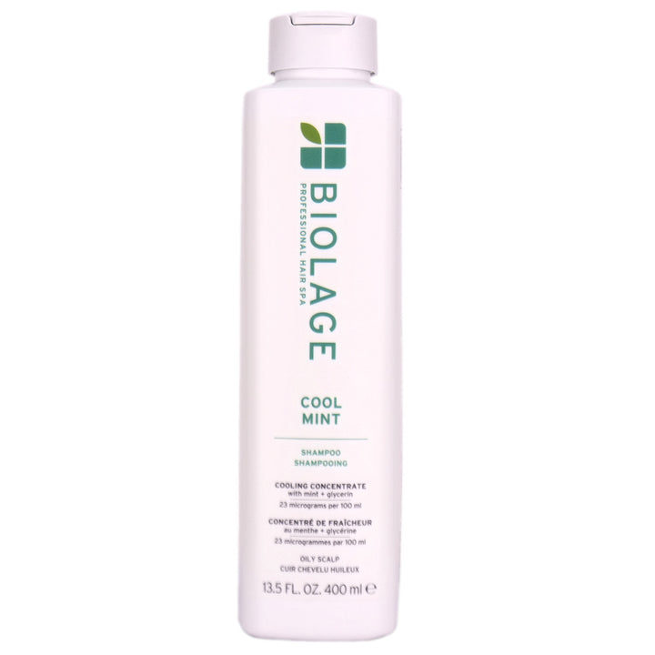 Biolage Cool Mint Shampoo cleanses excess oil from the hair and scalp, leaving the scalp feeling cool and with a refreshing sensation.