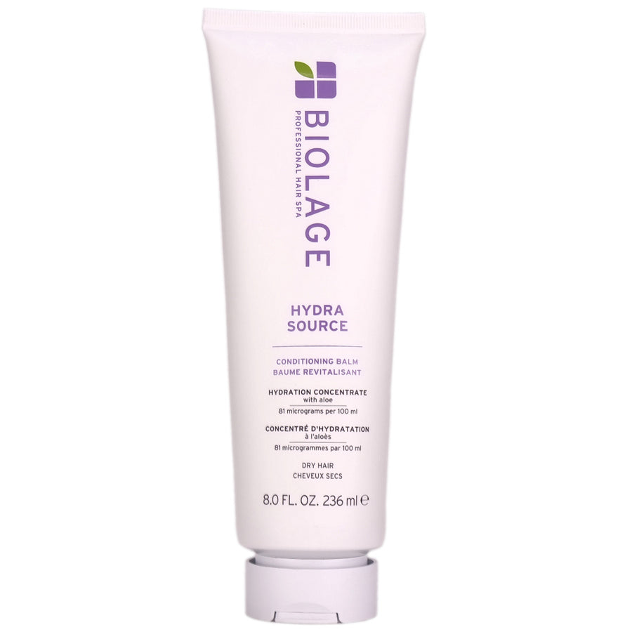 Biolage Hydra Source Conditioning Balm is infused with aloe vera, delivering lightweight and touchable hydration, without weighing the hair down.