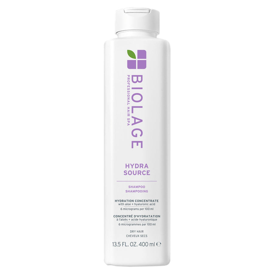 Biolage Hydrasource Shampoo helps to gently cleanse and help optimize moisture balance for dry hair.