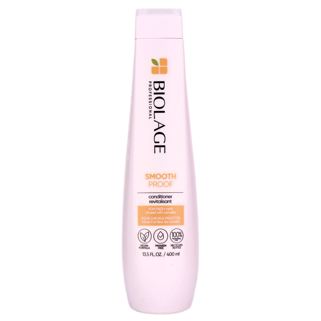 Biolage Smooth Proof Conditioner detangles and de-frizzes, defends against humidity to keep hair manageably smooth.