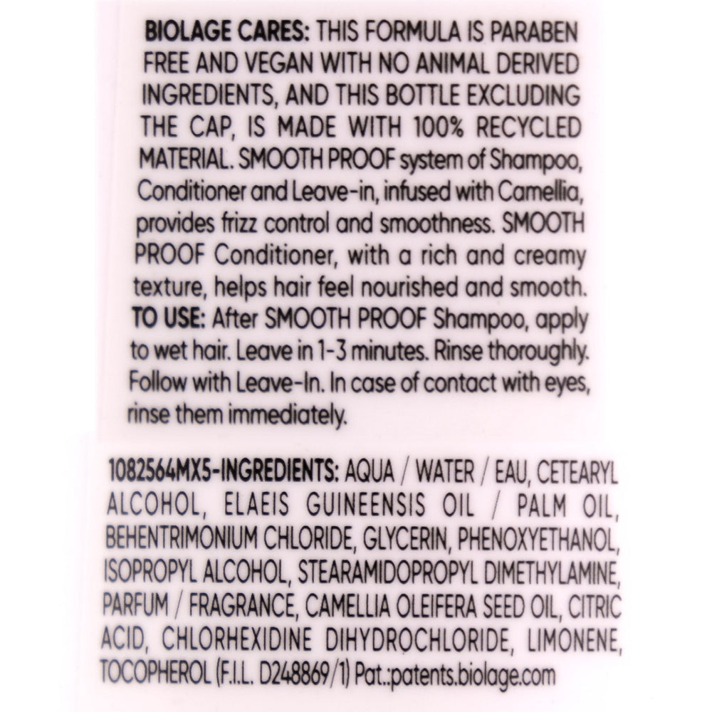 Biolage Smooth Proof Conditioner detangles and de-frizzes, defends against humidity to keep hair manageably smooth.