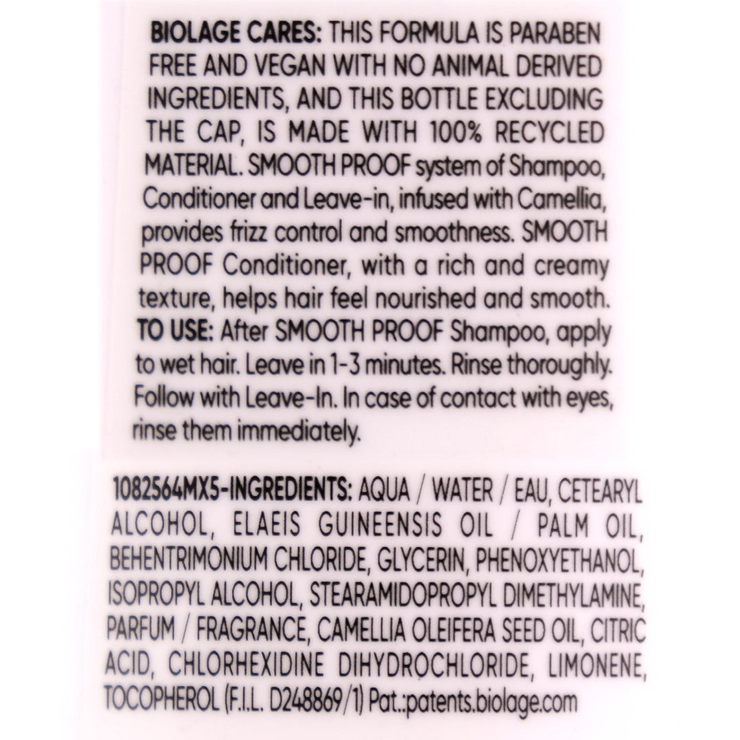 Biolage Smooth Proof Conditioner detangles and de-frizzes, defends against humidity to keep hair manageably smooth.
