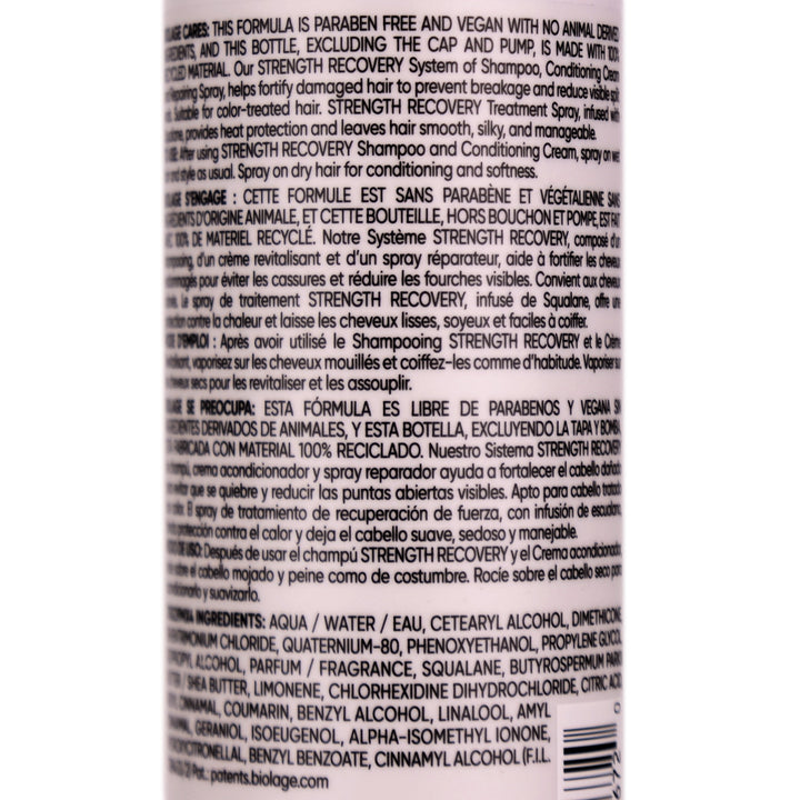 Biolage Strength Recovery Repairing Spray strengthens damaged hair, protects against heat and breakage. Experience stronger, smoother, softer hair with reduced split ends.