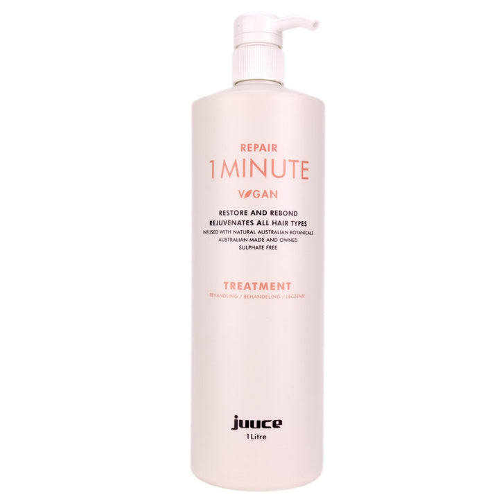 Juuce 1 Minute Treatment 1 Litre is an&nbsp;intense 60 second repair treatment to restore, rebond and rejuvenate damaged hair.