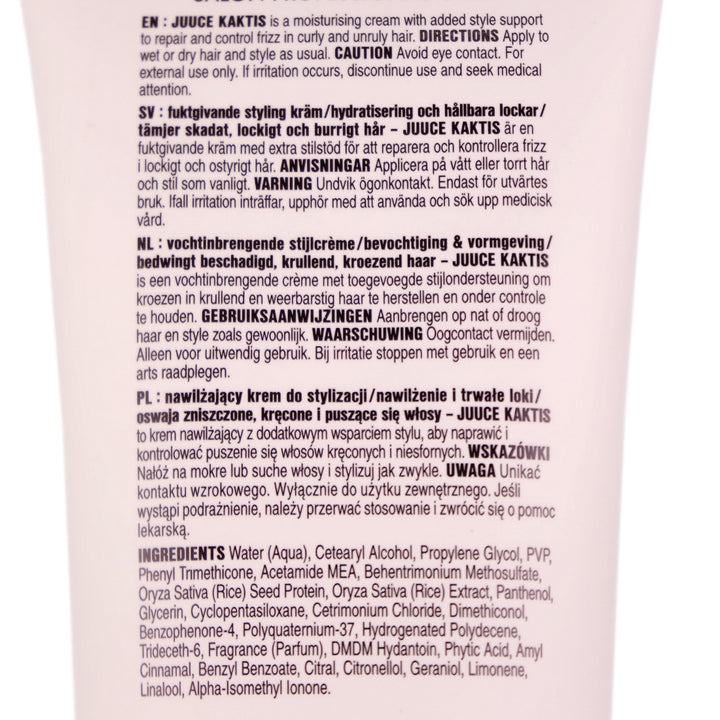 Juuce Kaktis 2 in 1 Moisturising Cream with added style support to repair and control frizz in curly and unruly hair.