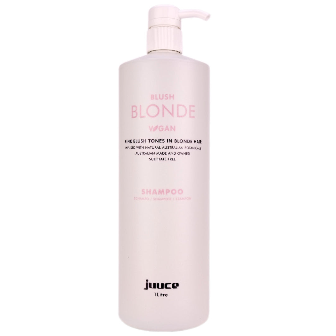 Juuce Blush Blonde Shampoo 1 Litre is a cream moisturising shampoo which deposits pink blush tones to light blonde hair.