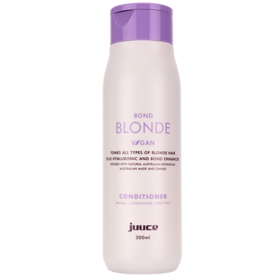 <strong>Juuce Bond Blonde Conditioner </strong>is a cream moisturising conditioner with extra toning to reduce gold tones for pure blonde hair.