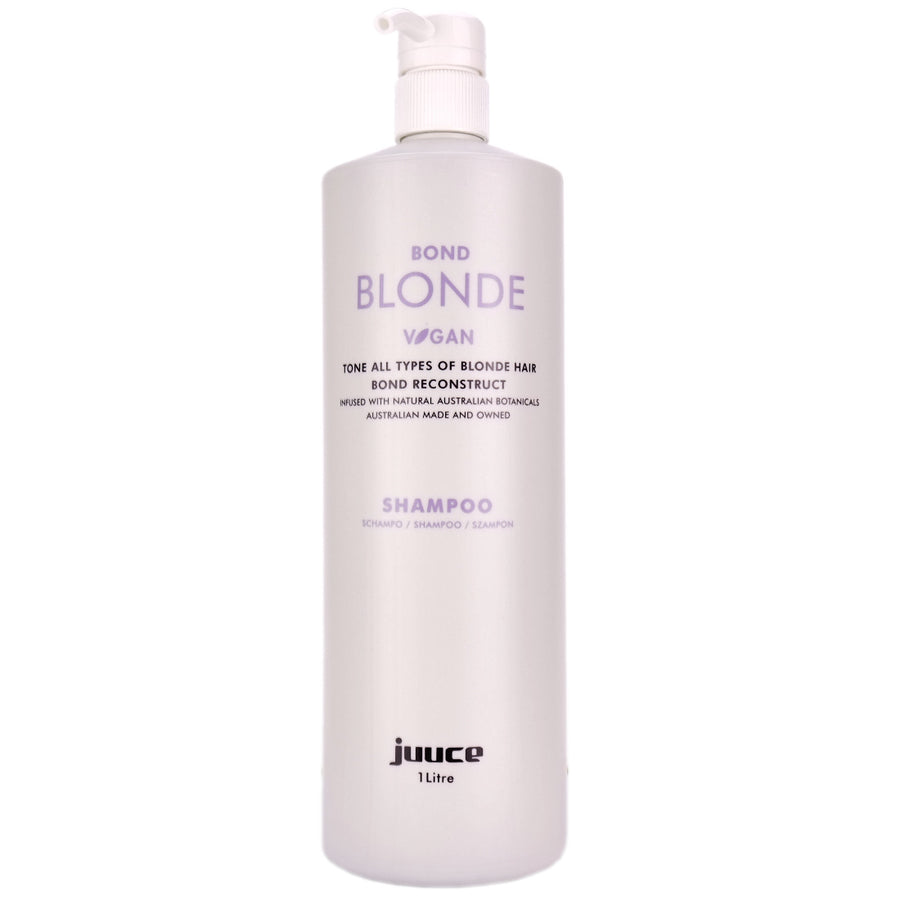 Juuce Bond Blonde Shampoo is a cream moisturising shampoo with extra toning to reduce gold tones for pure blonde hair.