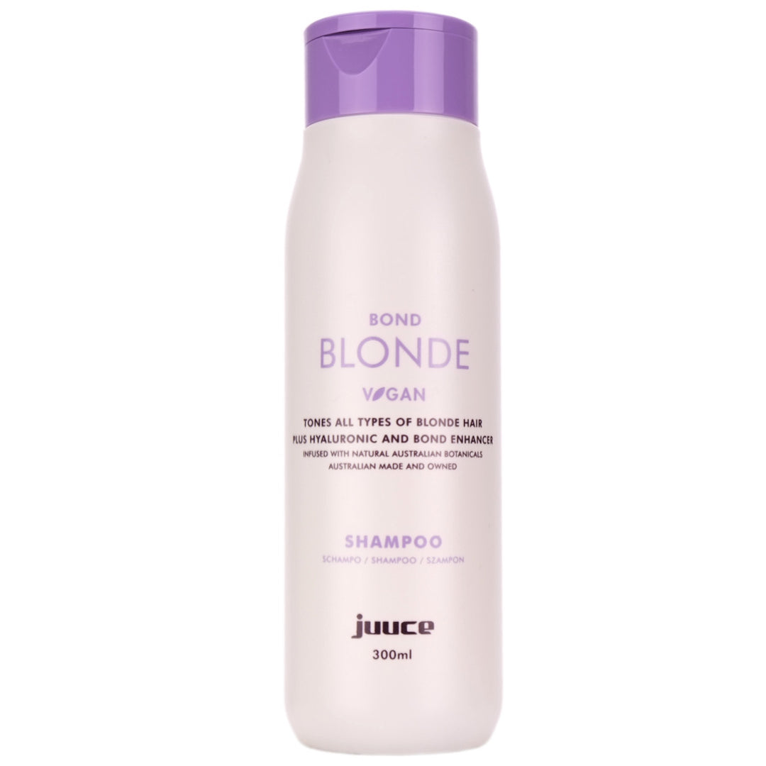<strong>Juuce Bond Blonde Shampoo</strong> is a cream moisturising shampoo with extra toning to reduce gold tones for pure blonde hair.