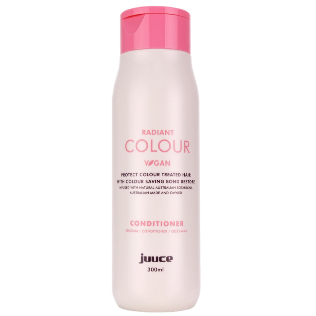 Juuce Radiant Colour Conditioner&nbsp;conditions, detangles, protects, defends and helps extend colour life, after a salon visit.