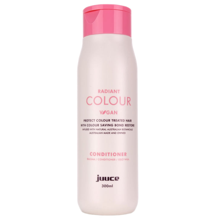 Juuce Radiant Colour Conditioner&nbsp;conditions, detangles, protects, defends and helps extend colour life, after a salon visit.