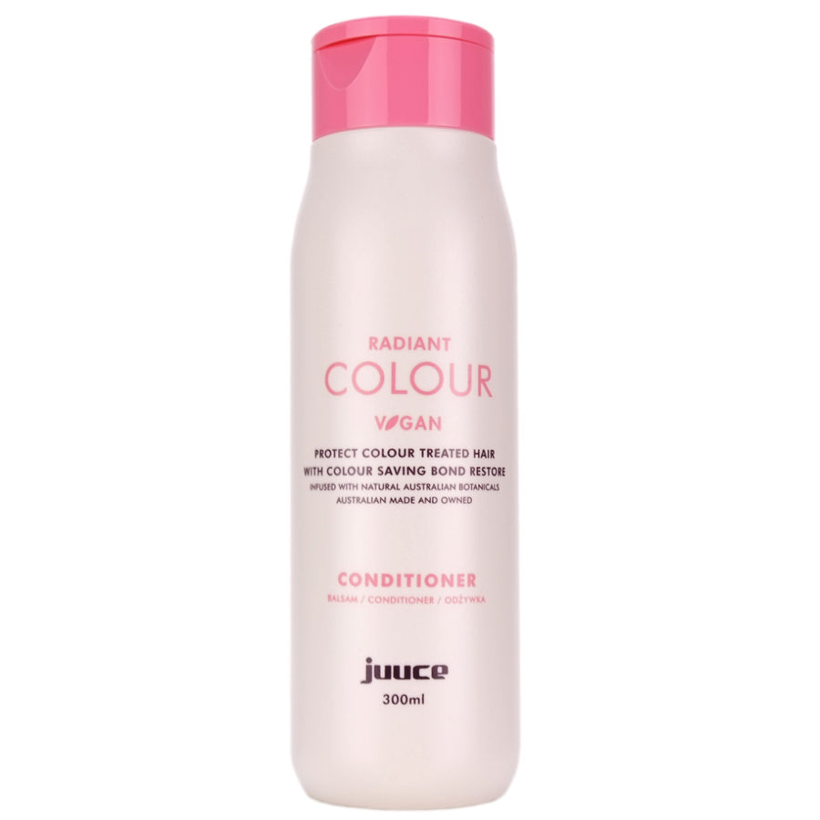 Juuce Radiant Colour Conditioner&nbsp;conditions, detangles, protects, defends and helps extend colour life, after a salon visit.