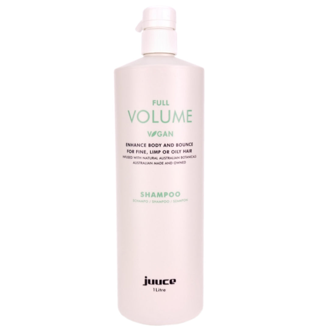 Juuce Full Volume Shampoo 1 Litre is formulated to enhance volume and bounce. Helps thicken fine, limp hair and shine while strengthening and protecting.