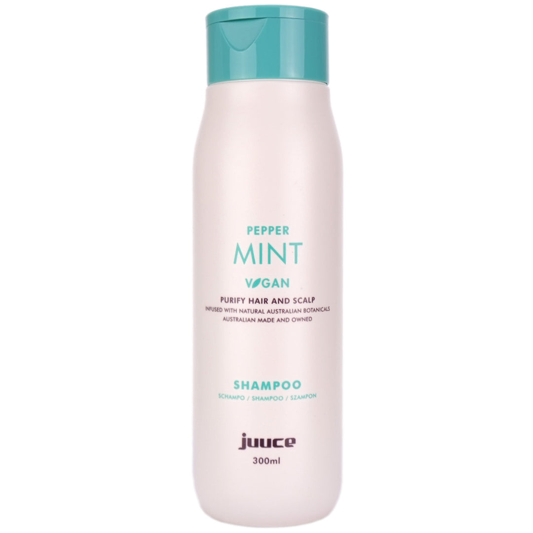 Juuce Peppermint shampoo 300ml helps to treat and stimulate your hair and scalp, with a blend of herbs and natural oils.