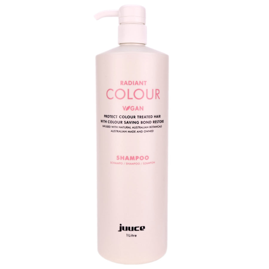 Juuce Radiant Colour Shampoo 1 Litre gently cleanses the hair to protect against colour fade and helps to extend colour life of your new hair colour.