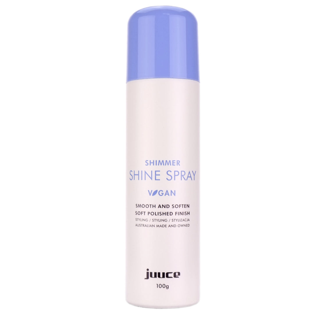 Juuce Shimmer Shine Spray instantly provides a shiny smooth polished finish on all hair types.