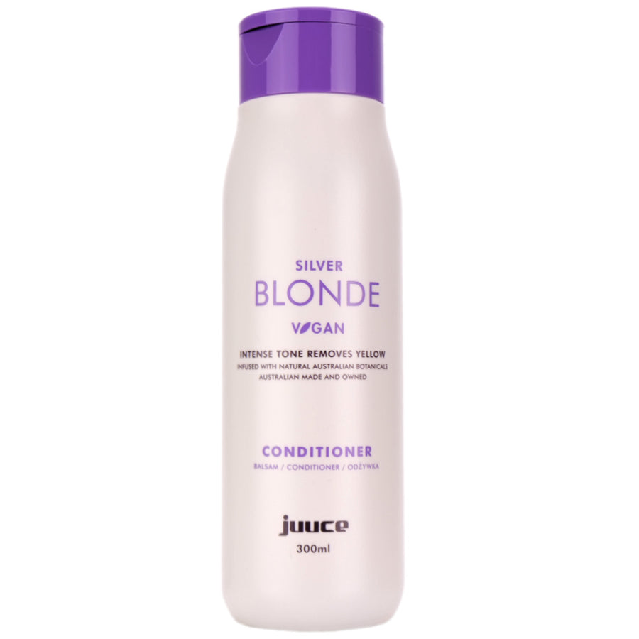 <b>Juuce Silver Blonde Conditioner </b>helps maintain a cool or neutral tone while protecting and moisturising blonde hair.