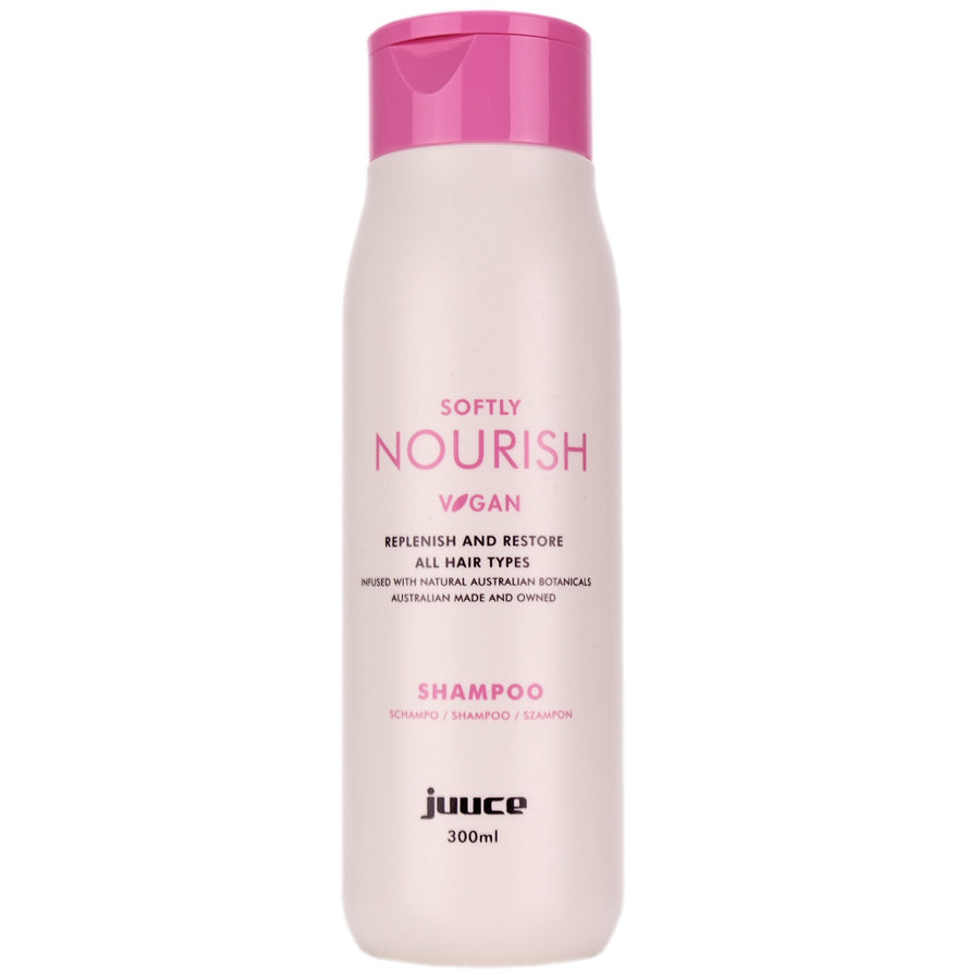 <strong>Juuce Softly Nourish Shampoo</strong> soothes, softens, nourishes and promotes colour longevity to all hair types.