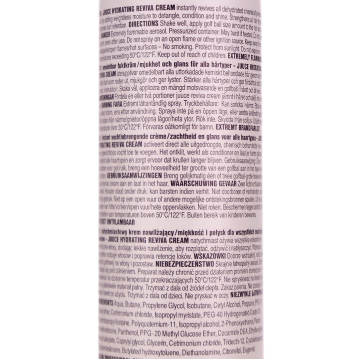 Juuce Reviva Cream instantly revives all dehydrated chemically treated hair by adding weightless moisture to detangle, condition and shine.