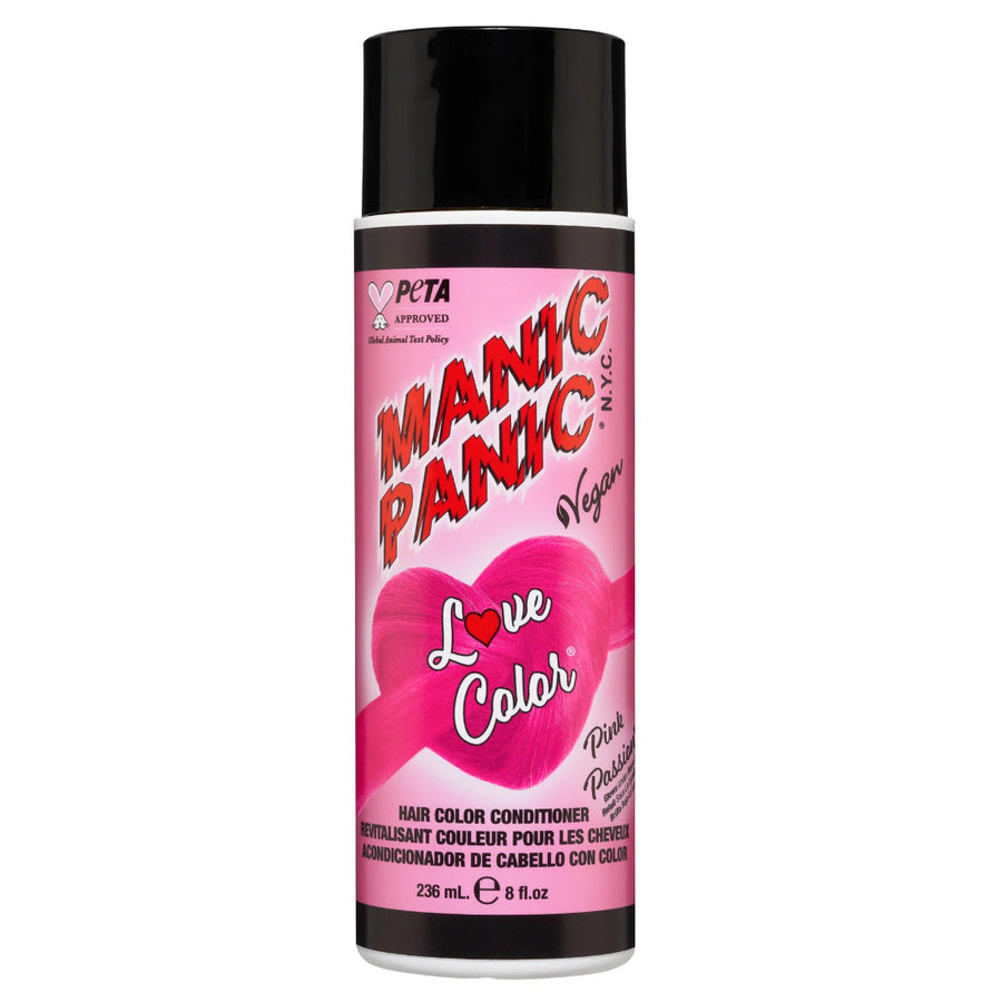 Manic Panic Love Colour Pink Passion Colour Depositing Conditioner provides a cool bright neon pink that will refresh and intensify of your faded color with every application.