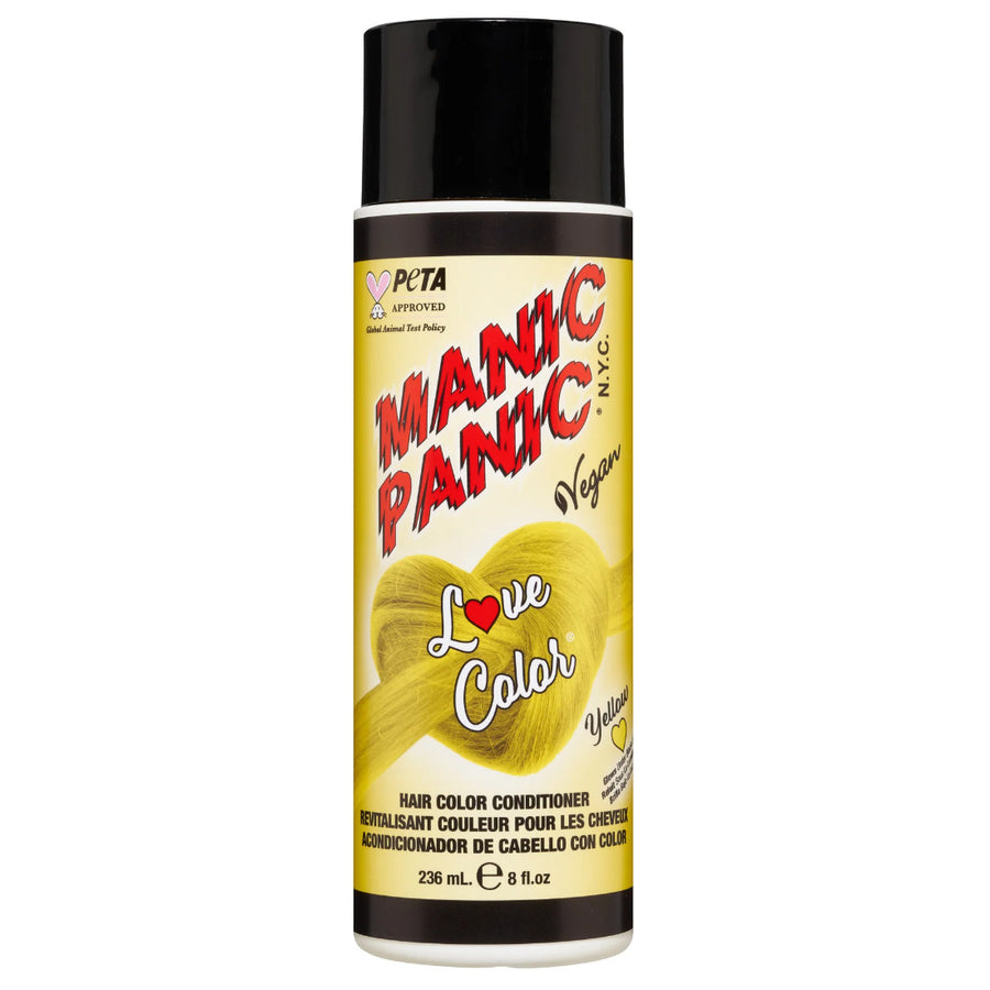 Manic Panic Love Colour Yellow Heart Colour Depositing Conditioner provides a bright neon yellow shade that will refresh and intensify your faded colour hair.