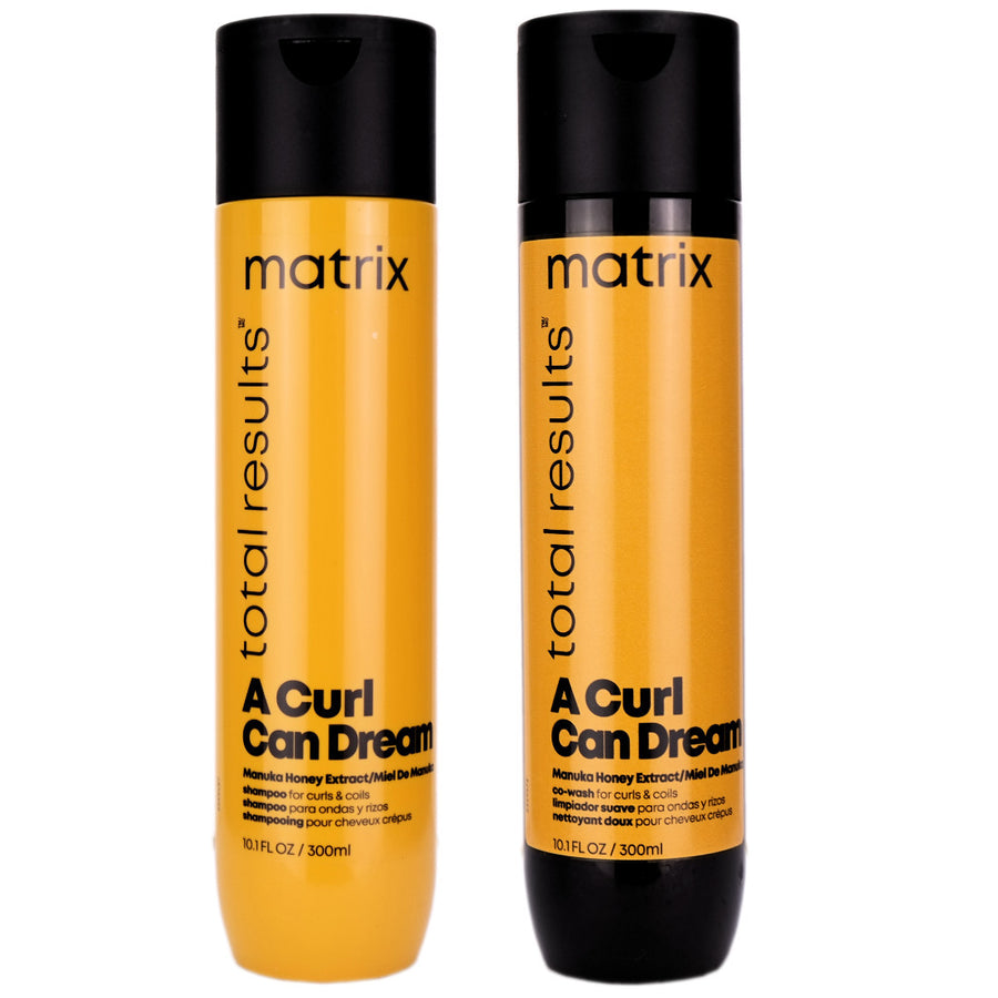 Matrix A Curl Can Dream Shampoo and Conditioner Co Wash 300ml Duo is formulated for curls and coils, infused with Manuka honey extract.