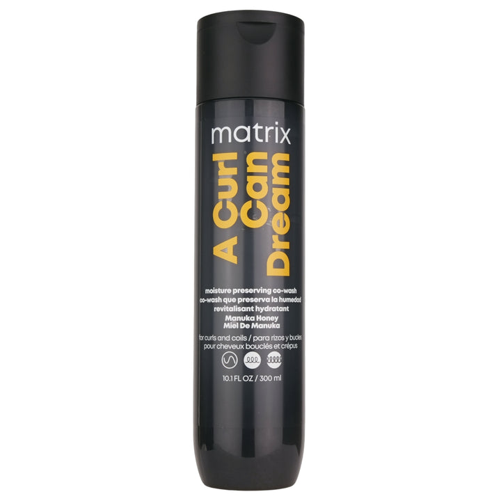 Matrix A Curl Can Dream Co-Wash is for curls and coils and infused with Manuka honey extract. This gentle cleansing conditioner is perfect for in-between wash days to revive curls.