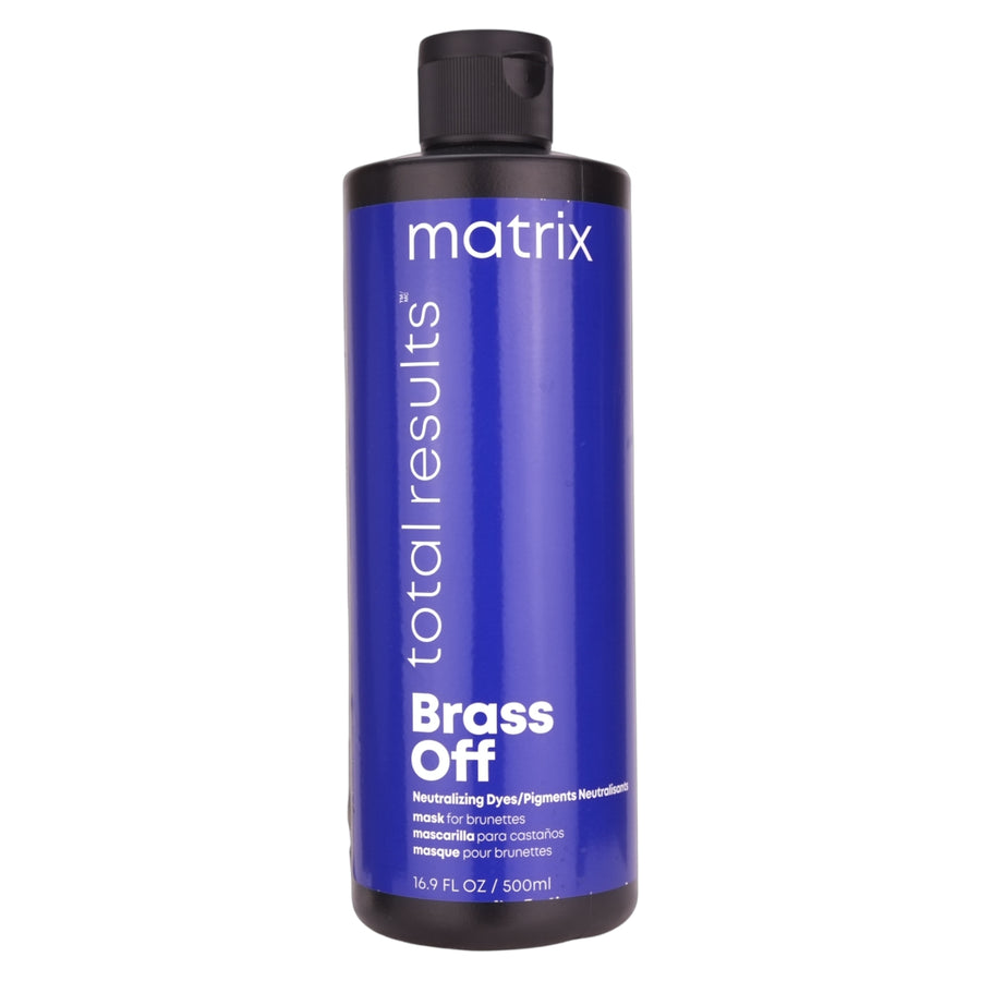 Matrix Brass Off Neutralization Hair Mask in 500ml bottle is a colour depositing formula that neutralises brassy tones for Brunettes.