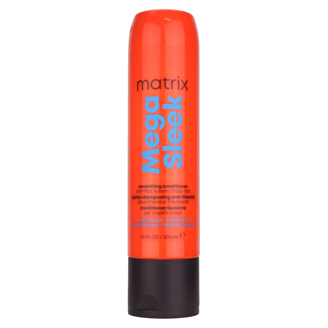 Matrix Mega Sleek Smoothing Conditioner 300ml helps control rebellious, unruly hair and manages frizz against humidity for smoothness.