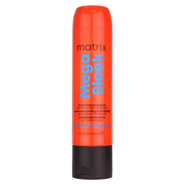 Matrix Mega Sleek Smoothing Conditioner 300ml helps control rebellious, unruly hair and manages frizz against humidity for smoothness.