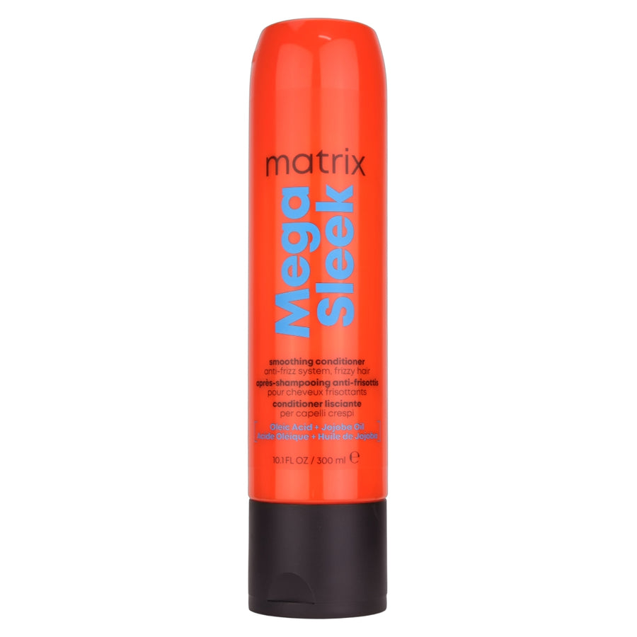 Matrix Mega Sleek Smoothing Conditioner 300ml helps control rebellious, unruly hair and manages frizz against humidity for smoothness.