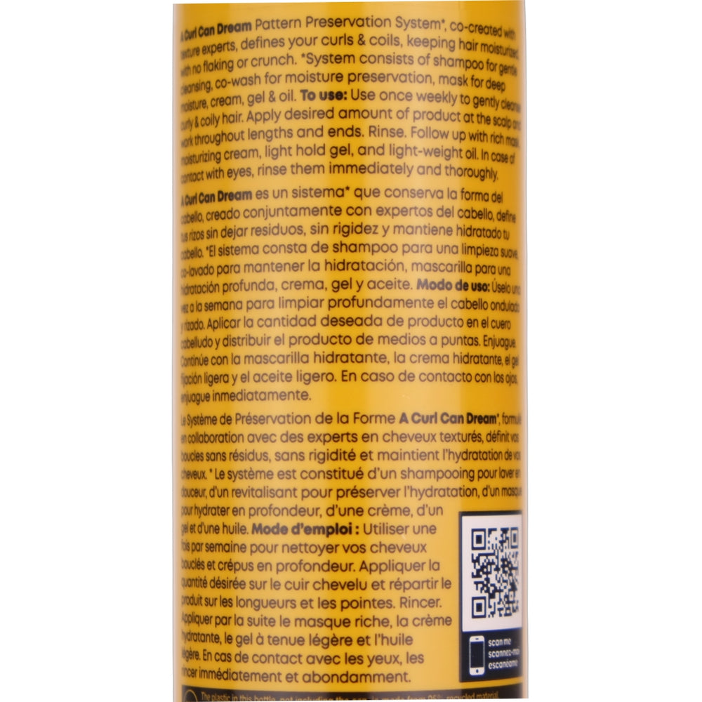Matrix A Curl Can Dream Shampoo is formulated for curls and coils, infused with Manuka honey extract. This deep cleansing shampoo removes build-up while preserving your pattern, for bouncy, healthy curls that look and feel amazing.