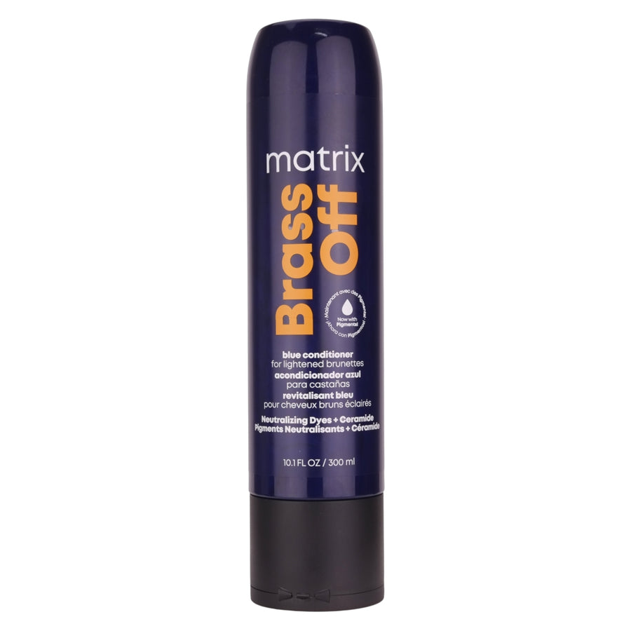 Matrix Brass Off Blue Conditioner in a 300ml bottle is a Neutralizing Conditioner for Lightened Brunette Hair.