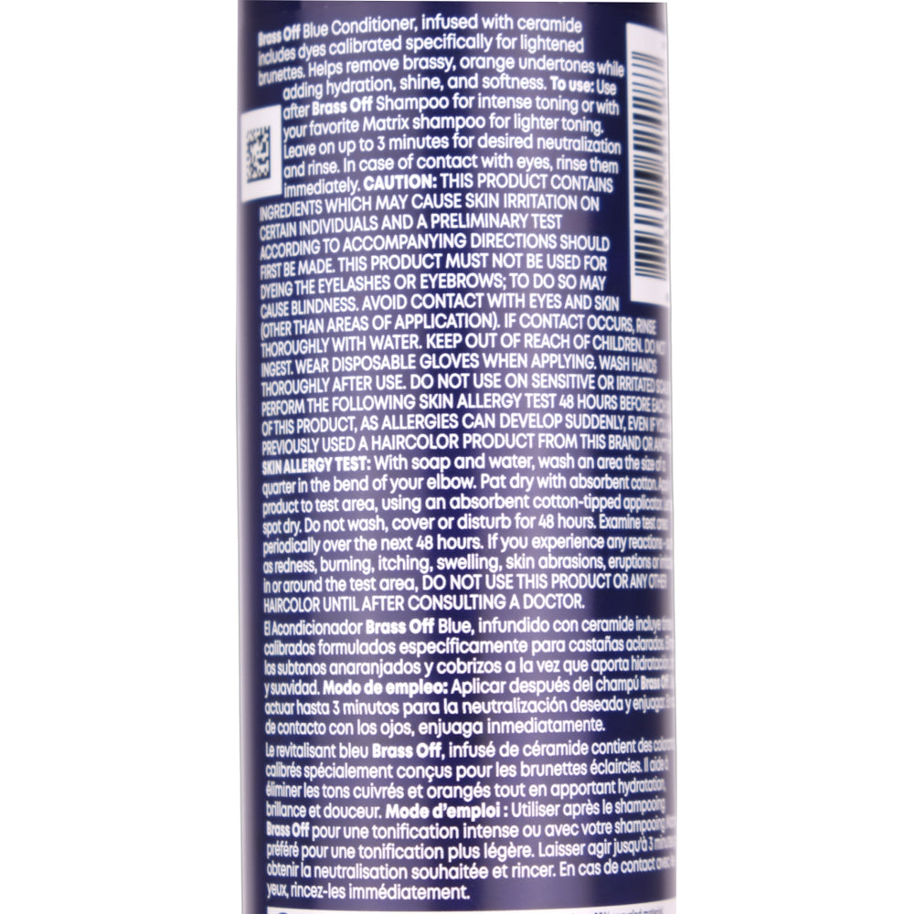 Matrix Brass Off Blue Conditioner in a 300ml bottle is a Neutralizing Conditioner for Lightened Brunette Hair.