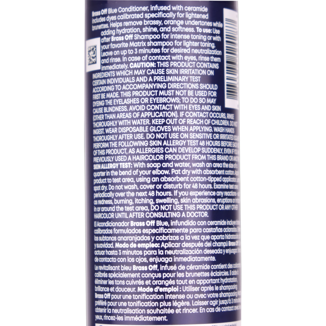 Matrix Brass Off Blue Conditioner in a 300ml bottle is a Neutralizing Conditioner for Lightened Brunette Hair.