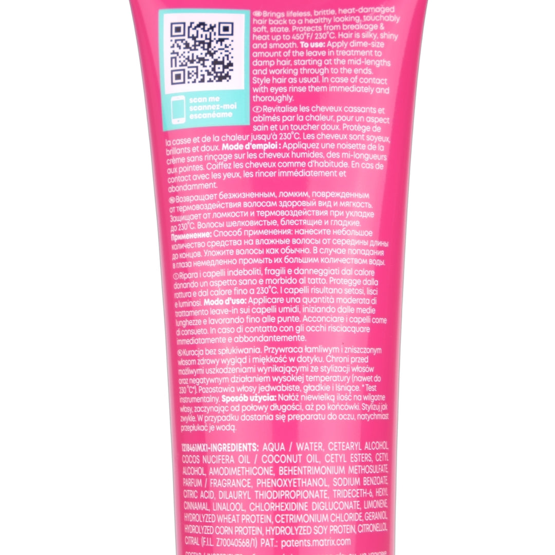 Matrix InstaCure Anti-Breakage Leave-In Treatment has a highly potent strengthening system which is supercharged with citric acid to reinforce weakened bonds and revive sensitised hair.