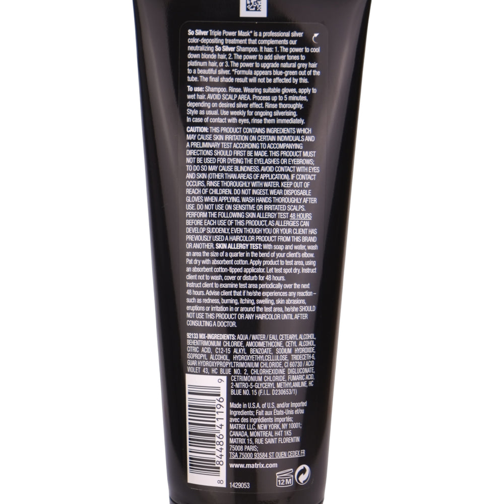 Matrix So Silver Triple Power Mask thinks like a toner and conditions like a deep treatment, customizable to enhance all blonde hair and grey hair to a cool toned finish.