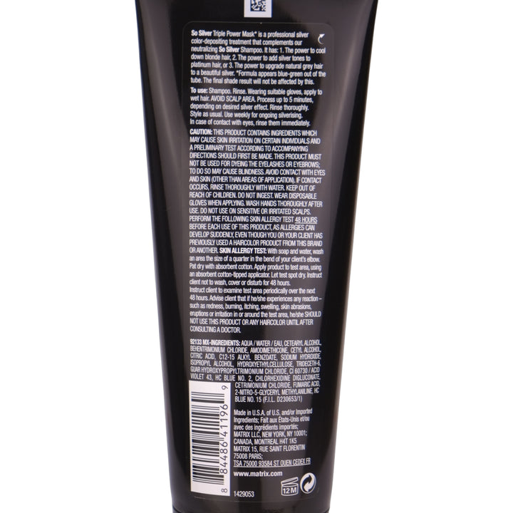 Matrix So Silver Triple Power Mask thinks like a toner and conditions like a deep treatment, customizable to enhance all blonde hair and grey hair to a cool toned finish.