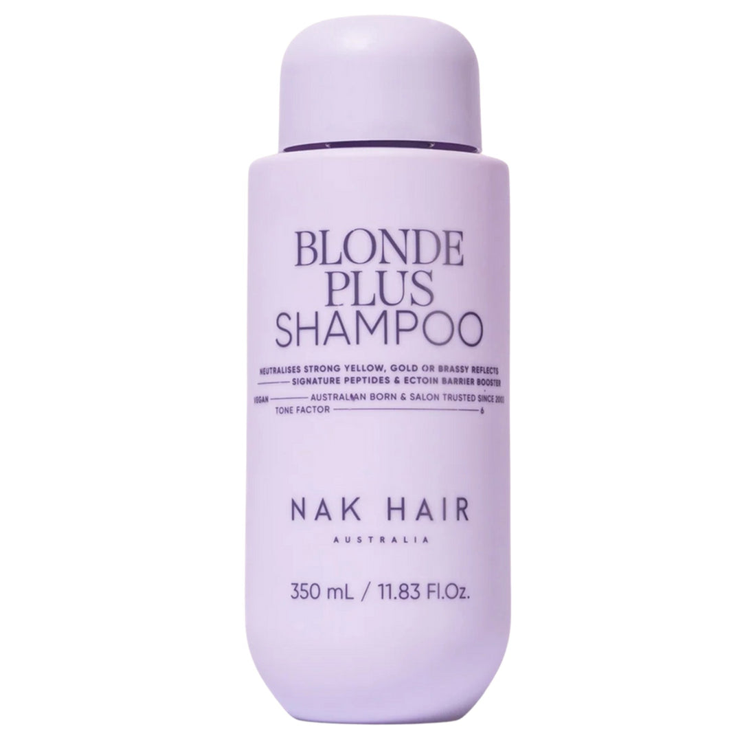Nak Hair Blonde Plus Shampoo is a cleanser that neutralizers strong yellow, gold or brassy reflects for natural blonde, pre-lightened blonde or grey hair.