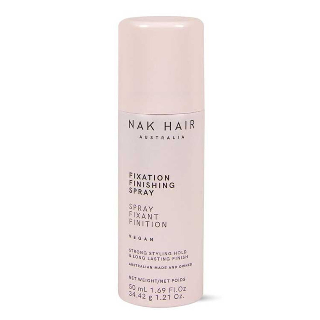 Nak Hair Fixation Finishing Hair Spray is for workable, strong styling hold support of your hair style and is a perfect 50ml mini size to carry in your hand bag.