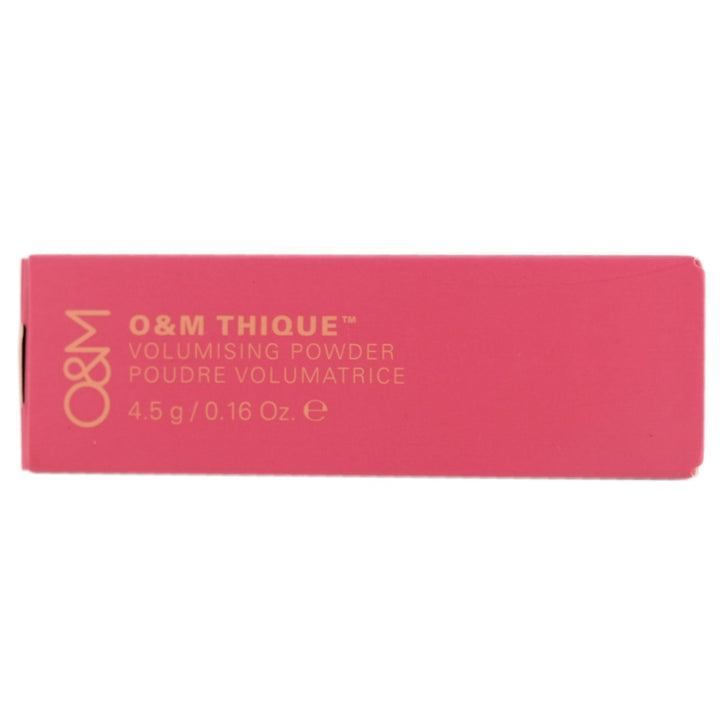 O&M Thique Volumising Powder helps plump up fine, limp hair and absorb oil at the roots without weighing strands down.
