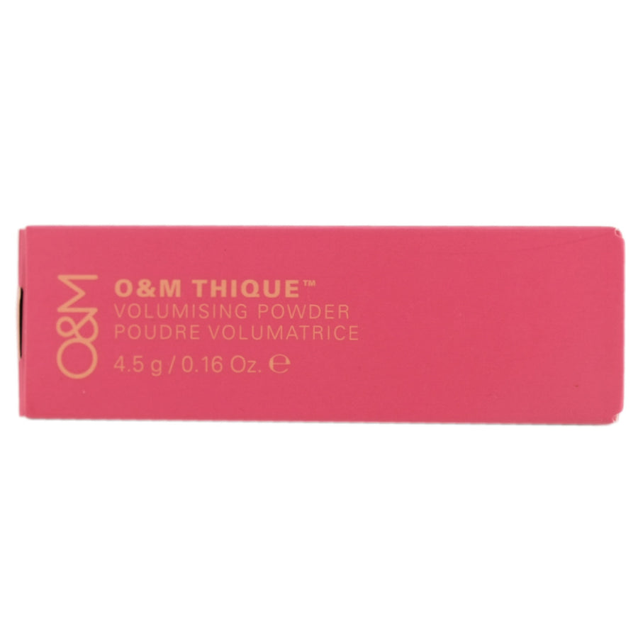 O&M Thique Volumising Powder helps plump up fine, limp hair and absorb oil at the roots without weighing strands down.