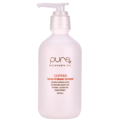 Pure Copper Colour Optimising Treatment provides Instant hair colour and is a nourishing treatment adds copper tones to hair. Enhances existing copper tones or reduces cool tones.