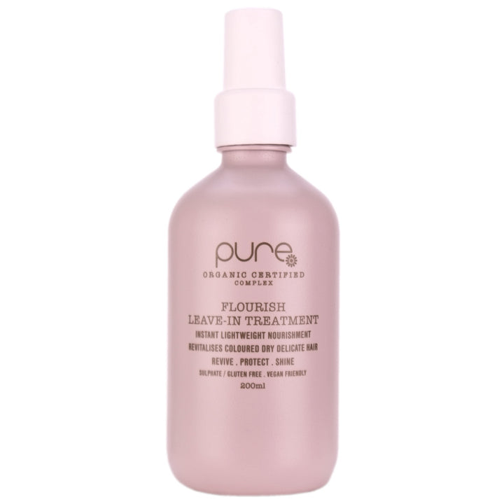 Pure Flourish Leave-In Treatment provides instant lightweight nourishment and revitalises coloured dry delicate hair.