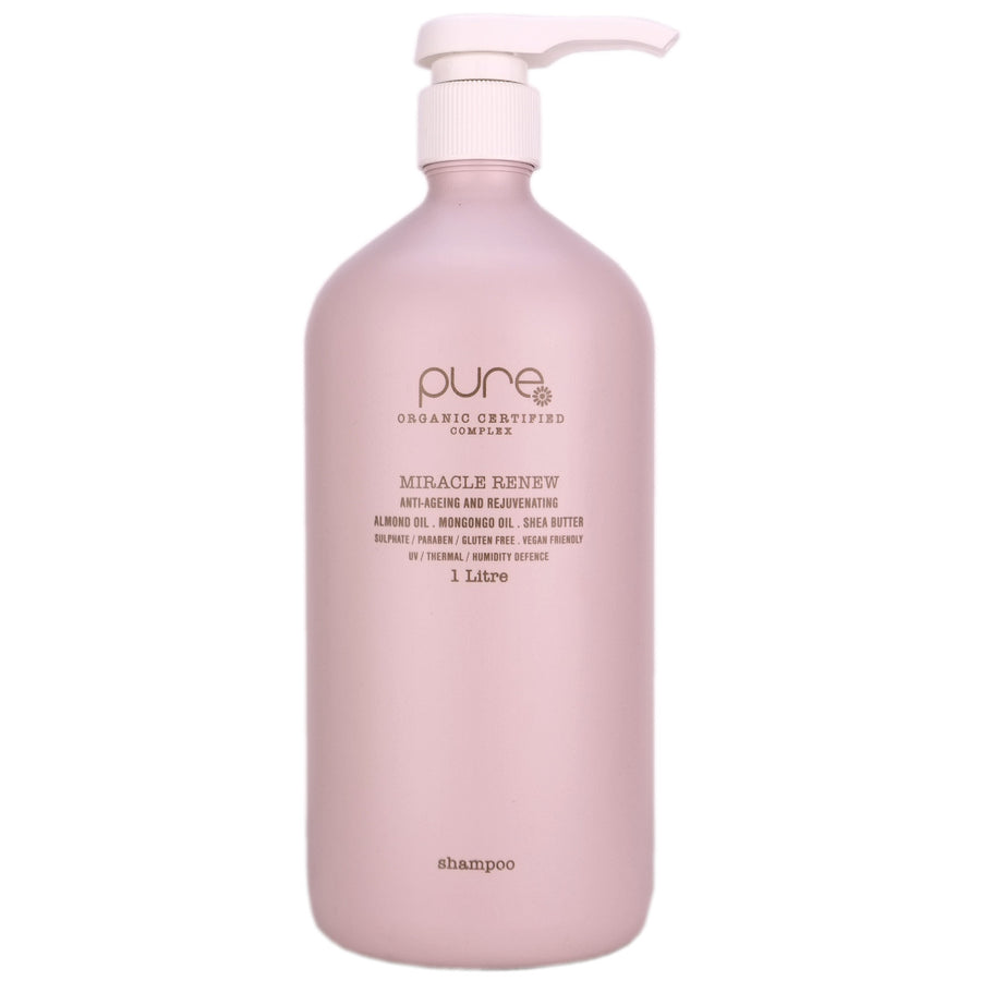 Pure Miracle Renew Shampoo 1 Litre helps to gently cleanse and help restore hair that is stressed from the elements of heat styling, chemical services and water erosion.