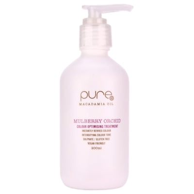Pure Mulberry Orchid Colour Optimising Treatment is a nourishing treatment that will enhance and add mulberry tones to darker hair. When applied to lighter hair it will create deeper pink/mauve tones.