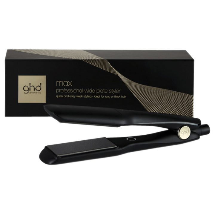 ghd Max is a Wide Plate Hair Straightener to make even easier work of straightening thick or very curly hair with the larger plates on the ghd max styler.