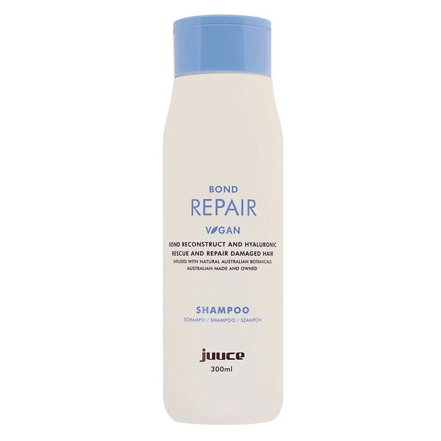 Juuce Bond Repair Shampoo gently cleanses and restores strength to dry, distressed hair, making it healthier &amp; more manageable.